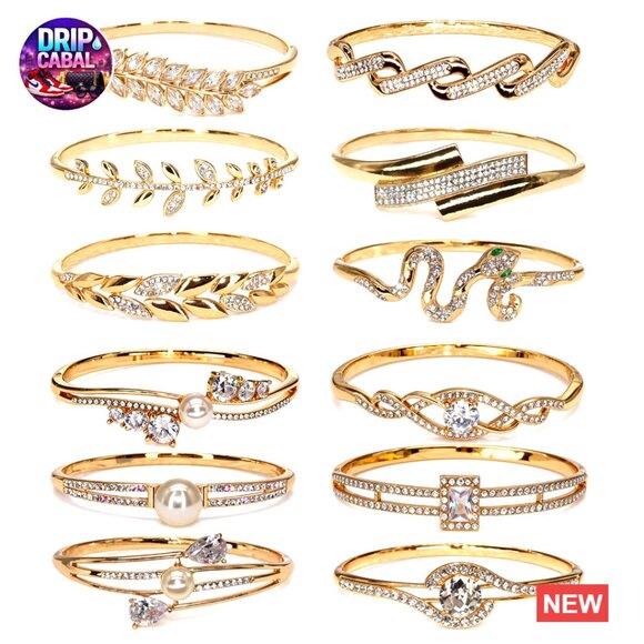 12 Piece Zinc Alloy Bangle Bracelet Set with Crystals for Daily Wear and Gifting